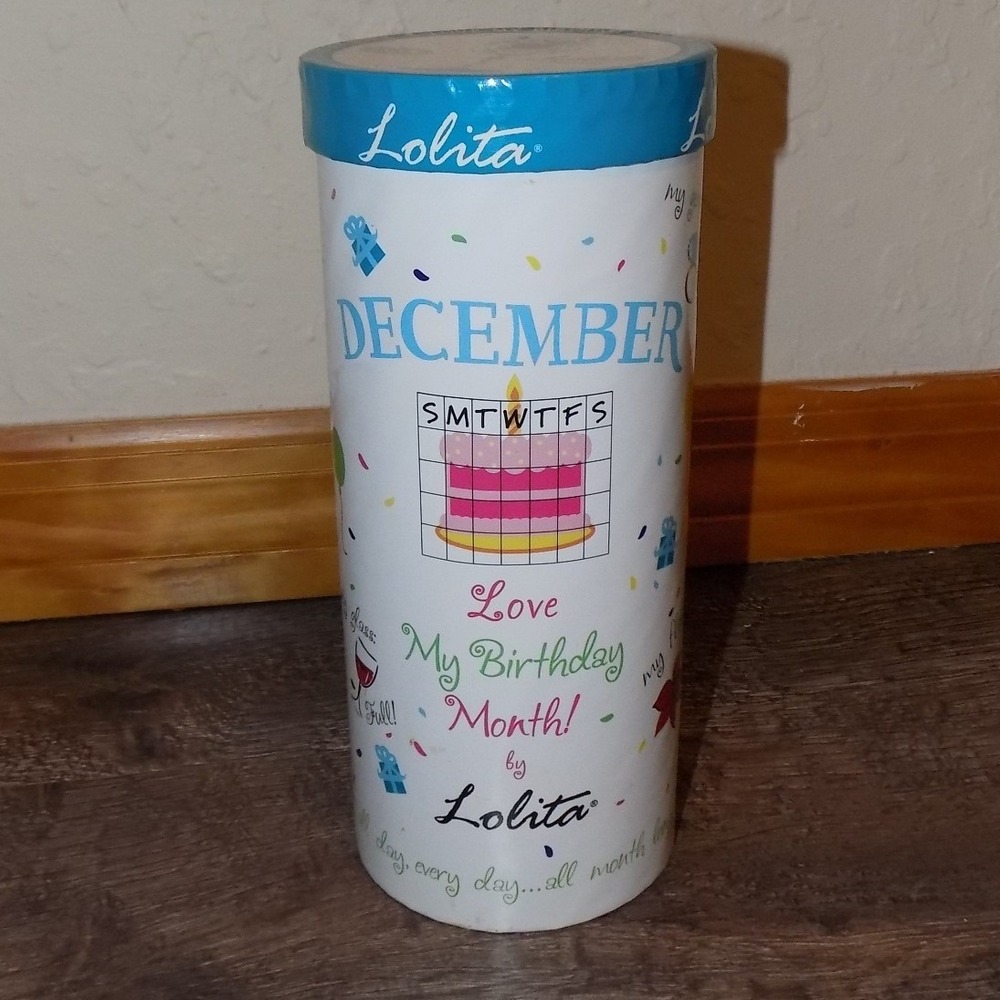 Lolita Wine Glass December Birthday 15oz Blue Excellent Hand Painted Gift Box